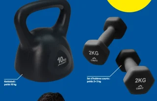 CRIVIT Accessoire musculation (Kettlebell 10 kg / Set d'haltères courts 2x2 kg)