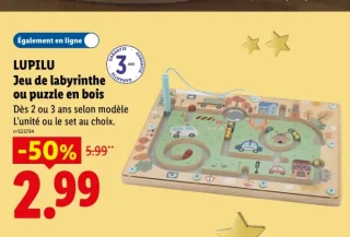 Jeu de labyrinthe ou puzzle en bois Lupilu