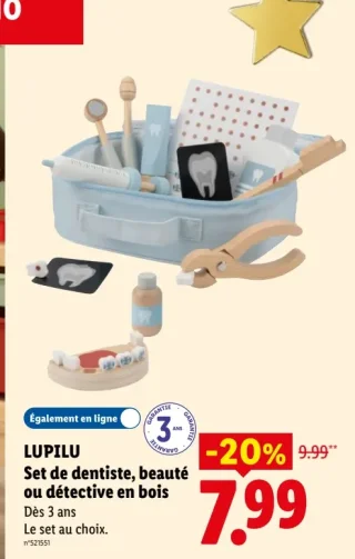 Set de dentiste, beauté ou détective en bois Lupilu