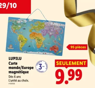 LUPILU Carte monde/Europe magnétique