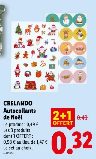 CRELANDO Autocollants de Noël
