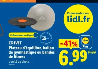 CRIVIT Plateau d'équilibre, ballon de gymnastique ou bandes de fitness