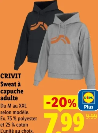 CRIVIT Sweat à capuche adulte