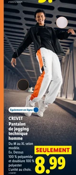 CRIVIT Pantalon de jogging technique homme
