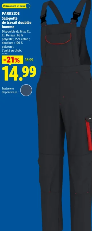 Salopette de travail doublée homme Parkside