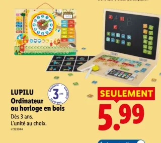 LUPILU Ordinateur ou horloge en bois