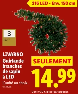 LIVARNO Guirlande branches de sapin à LED