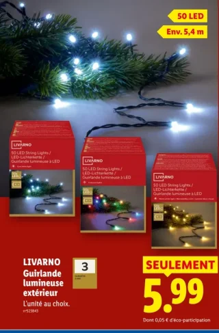 Guirlande lumineuse extérieur 50 LED Livarno