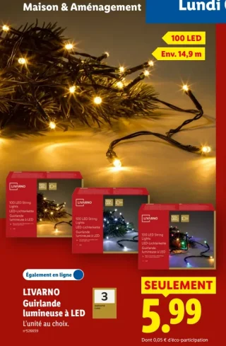 Guirlande lumineuse à LED 100 LED Livarno