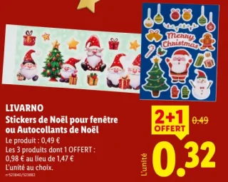 Stickers de Noël pour fenêtre ou Autocollants de Noël Livarno