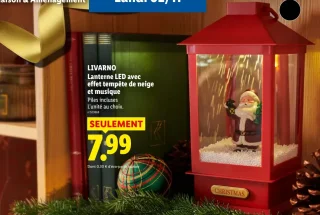 Lanterne LED avec effet tempête de neige et musique Livarno