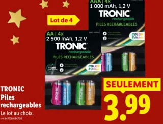 Piles rechargeables lot de 4 TRONIC