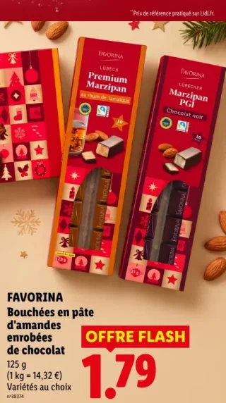 FAVORINA Bouchées en pâte d'amandes enrobées de chocolat