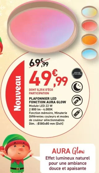 Plafonnier LED Fonction Aura Glow Module LED 22 W