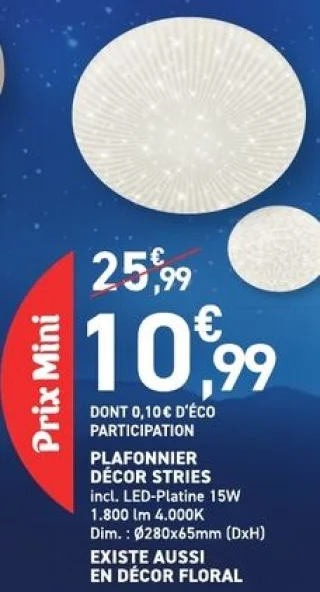 Plafonnier Décor Stries