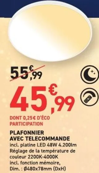 Plafonnier avec Télécommande