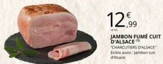 Jambon Fumée Cuit d'Alsace Charcutiers d'Alsace