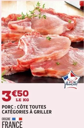 PORC : CÔTE TOUTES CATÉGORIES À GRILLER