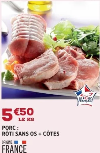 PORC : RÔTI SANS OS + CÔTES