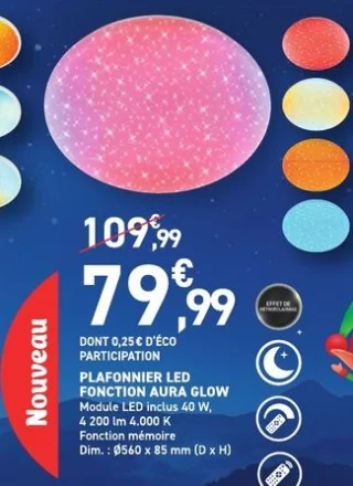 Plafonnier LED fonction Aura Glow