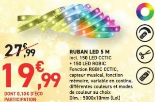 RUBAN LED 5 M incl. 150 LED CCTIC + 150 LED RGBIC