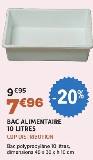 Bac alimentaire 10 litres CDP Distribution