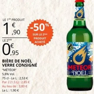 Bière de Noël verre consigné Météor