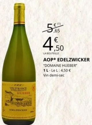 Vin blanc AOP Edelzwicker Domaine Hueber