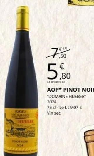 Vin rouge AOP Pinot Noir Domaine Hueber