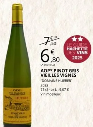 Vin blanc AOP Pinot Gris Vieilles Vignes Domaine Hueber