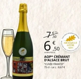 Vin effervescent AOP Crémant d'Alsace Brut Cuvée Frantzi