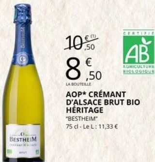 AOP Crémant d'Alsace Brut Bio Héritage Bestheim