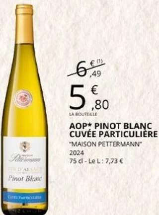AOP* Pinot Blanc Cuvée Particulière Maison Pettermann