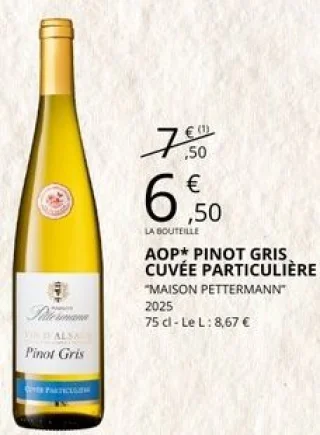 AOP* Pinot Gris Cuvée Particulière Maison Pettermann