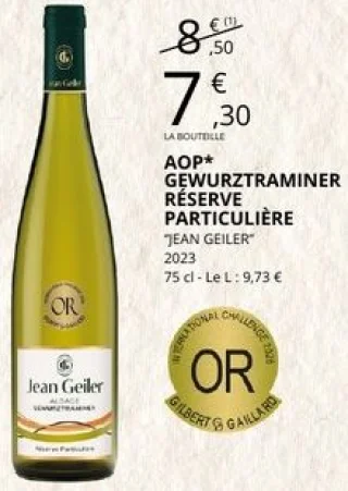AOP Gewurztraminer Réserve Particulière Jean Geiler 2023 75 cl