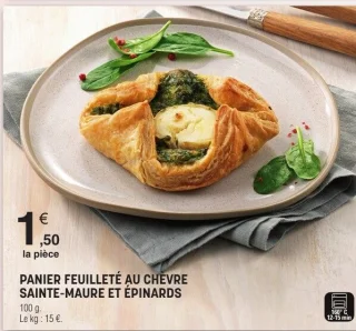 Panier feuilleté au chèvre Sainte-Maure et épinards