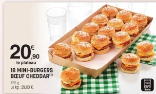 18 Mini-Burgers Bœuf Cheddar