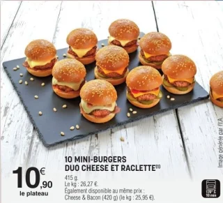 10 Mini-Burgers Duo Cheese et Raclette