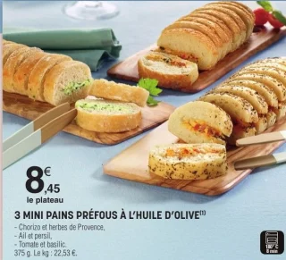 3 mini pains préfous à l'huile d'olive