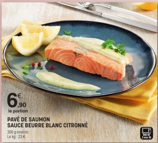 Pavé de saumon sauce beurre blanc citronné