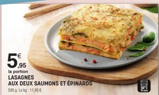 Lasagnes aux deux saumons et épinards