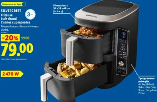 SILVERCREST Friteuse à air chaud 2 zones superposées