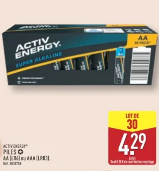 Piles AA (LR6) ou AAA (LR03) Activ Energy