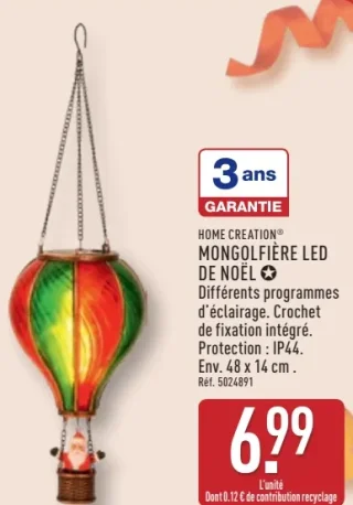 HOME CREATION® MONGOLFIÈRE LED DE NOËL