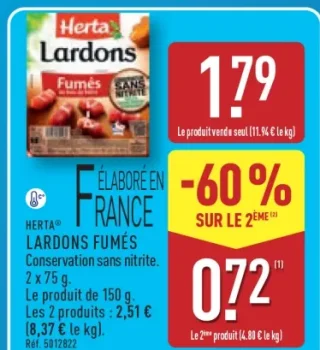 HERTA® Lardons fumés Conservation sans nitrite