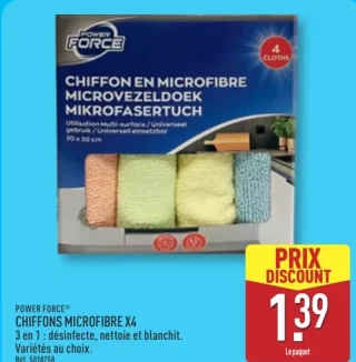 POWER FORCE Chiffons microfibre x4
