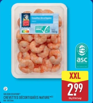 Crevettes décortiquées nature Golden Seafood 150 g