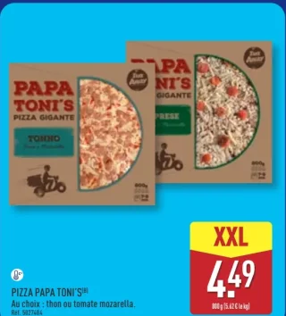 Pizza Papa Toni's (thon ou tomate mozzarella) 800 g