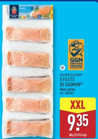 5 Filets de saumon avec peau Golden Seafood 600 g