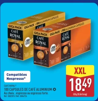 100 Capsules de café aluminium Café Royal